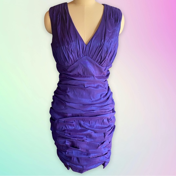 NWT Vintage CK Royal Blue / Purple Ruched Bodycon Dress - Picture 1 of 10